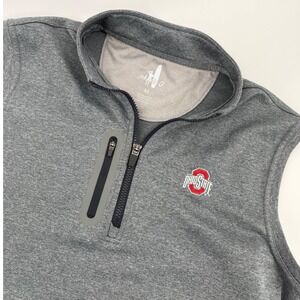 Johnnie-O Ohio State Buckeyes Mens Quarter Zip Vest Gray Heathered Medium